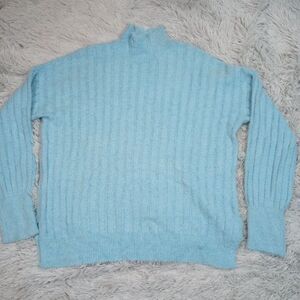 Jessica Simpson Sweater Womens M‎ Blue Mock Neck Soft Stretch Comfort Oversized